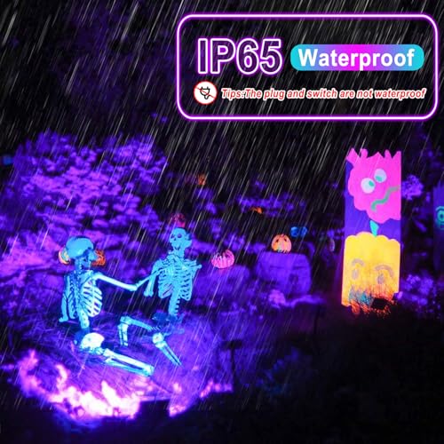 1 Pack 50W Black Lights for Glow Party,Halloween Blacklight | For Glow Party,Halloween,Body Painting,Birthday Party,Fluorescent Painting and Fluorescent Tapestry,Waterproof,with 6FT Cord