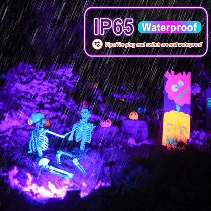 1 Pack 50W Black Lights for Glow Party,Halloween Blacklight | For Glow Party,Halloween,Body Painting,Birthday Party,Fluorescent Painting and Fluorescent Tapestry,Waterproof,with 6FT Cord