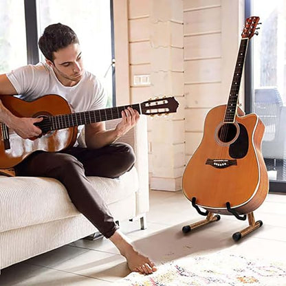 SNIGJAT Guitar Stand, Folding Wood Acoustic Guitar Stand with Padding Zebra - color: Zebra Wood