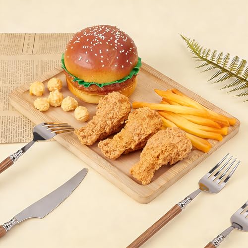 NBEADS 20 Pcs 4 Styles Realistic Faux Food, Multiple Variety Artificial Hamburgers French Fries Chicken Leg Model for Home Kitchen Decor Photography Food Props