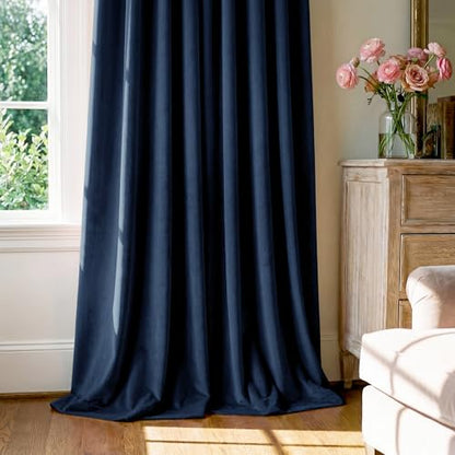 StangH Navy Blue Blackout Velvet Curtains for Living Room, W42 x L90, 2 Pcs - color: Blue Series - Navy Blue, size: 42"W x 90"L (Pack of 2)