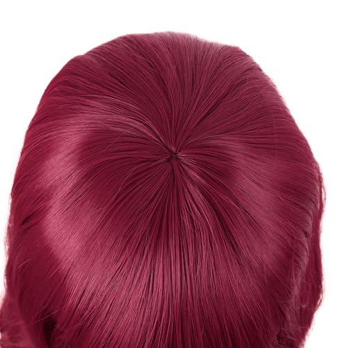 MapofBeauty 24 Inch Long Wavy Side Bangs Party Anime Cosplay Wig, Red | 60 cm Synthetic Fiber Wig, Women, Charming - color: Blood Red