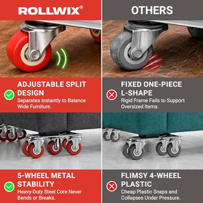 Heavy Duty Furniture Movers, 4000 lb Furniture Dolly Kit | Steel moving dolly kit with 6.9 in platforms and 360 degree rubber wheels for furniture and pool tables.