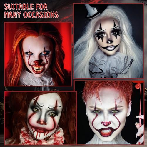 White Black Red Oil Face Body Paint Set,Halloween Joker Clown Makeup Kit with 3 Brushes,Professional Black White Red Face Body Painting Kit for Halloween, Sfx Makeup, Theater - color: Black White Red