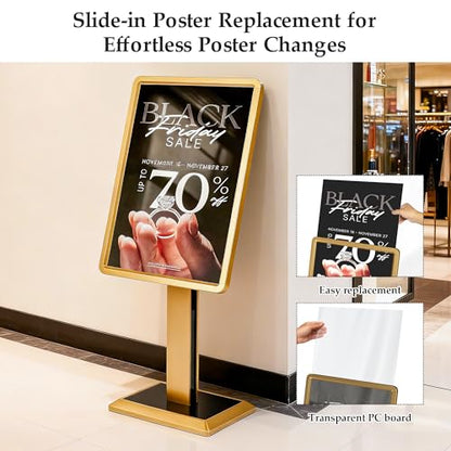 lesolar Adjustable Floor Standing Sign Holder Display, 21" x 29"Menu Stand | Aluminum Alloy Heavy Duty Pedestal Sign Stand, Menu Poster Message Advertisement Display Holder for Restaurant Cafe Hotel