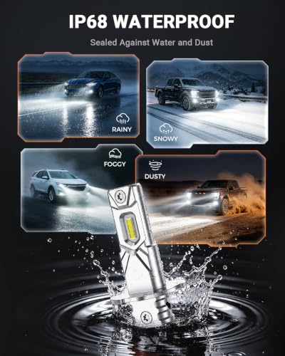 SEALIGHT H3 LED Fog Light Bulb, 30000LM 800% Super Brighter, 1:1 Size Plug & Play H3 LED Bulb 6500K White, Pack of 2 - color: White, size: H3/H3LL