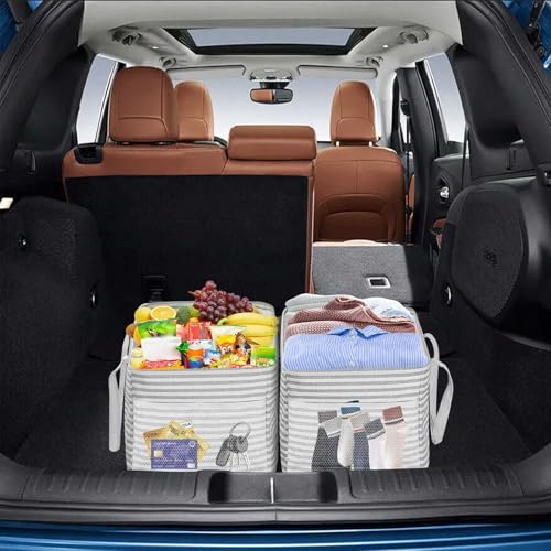 LHZK Standing Utility Tote Bag with Metal Wire Frame and the Sides Rinforced, Large Tote Bag with Handle, Reusable Grocery Bags Foldable, Beach Bag, Car Tote (Gray, 18.5''x11.8''x11.5'') - color: Gray, size: 18.5''x11.8''x11.5''-1 Pack
