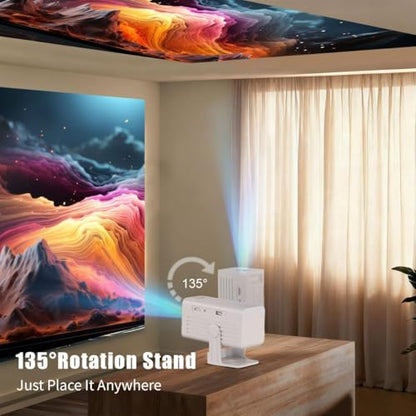 Mini Projector with Wifi and Bluetooth,4K Supported Smart Projector | Built-in Apps,XENPONAD Portable Projector for Bedroom Celling Camping & Outdoor, Movie Projector with Speaker, Auto Keyston
