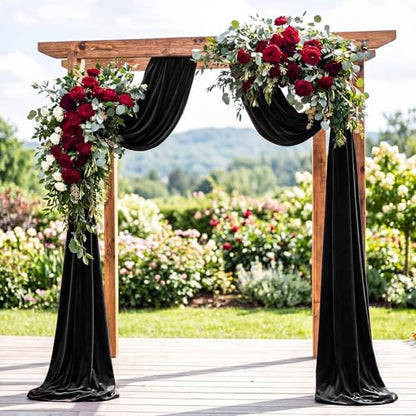 Hunnmingre 2 Pcs 5 X10 ft Velvet Curtains Backdrop Drapes, Black | Wrinkle Free Silky, Velvet Wedding Backdrop Drapes, Photo Curtains for Parties Birthday Baby Shower Photography Background - color: Black