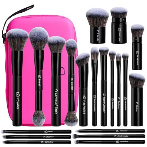 Professional Makeup Brushes BS-MALL With Travel Case - Kabuki Brush Eyeshadow Brush, Concealer Brush, Blush Brush Bronzer & Foundation Brush 20 Pcs, Labeled Daily Use & Versatile Occasions Gift Box - color: Black