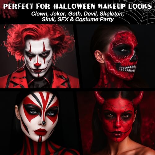 BOBISUKA Red Face Paint Stick, Highly Pigmented Full Coverage Washable Cream Face & Body Paint for Halloween Devil Clown Vampire Zombie Goth Cosplay SFX Makeup, Sports Eye Black Looks & Costume Party - color: Red