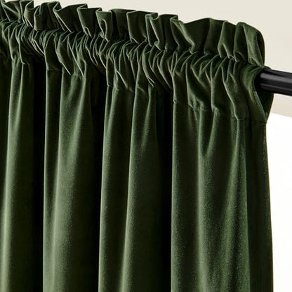 Moss Earthy Curtains Luxury Rod Pocket 52×90 Inch 2 Panels | Soft Velvet, Room Darkening, For Bedroom & Living Space, Light Shifting Texture, Elegant Drape, Calm - color: R | Moss, size: 52"W x 90"L (Pack of 2)