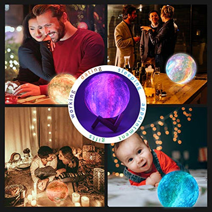 Moon Lamp Kids Night Light Galaxy Lamp - 16 Colors Moon Light with Wood Stand Remote & Touch Control USB Rechargeable Gift for Girls Lover Birthday - 5.9 inch - size: 5.9 inch