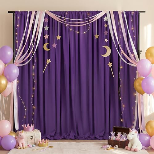 Purple Backdrop Curtains 10ftx10ft Halloween Polyester Photo Drapes - color: Purple, size: 2 Panels 5ft X 10ft