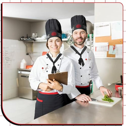 Hibachi Chef Hat and Apron Costume Set, Professional Complete Japanese Teppanyaki Costume with Tall Chef Hat - size: 70 x 70 cm, style: Adult