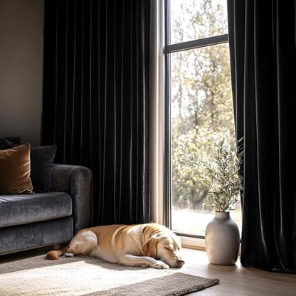 MIULEE Black Velvet Blackout Curtains 84 Inch Long 2 Panels, W40 x L84 | Luxury Super Soft, Thermal Insulated, Room Darkening Drapes, Rod Pocket Design, Window Curtains for Bedroom Living Room - color: Black, size: 40"W x 84"L (Pack of 2)