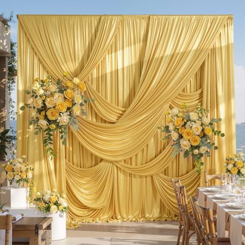 10x15FT Gold Sequin Backdrop Curtain Double Sided | 2 Panels 5ft(W) x 15ft(H) Wrinkle Free Shimmer Back Drop Cloth, Glitter Backdrop Drapes for Photography, Birthday, Wedding - color: Gold, size: W5' x H15'(2 panels)