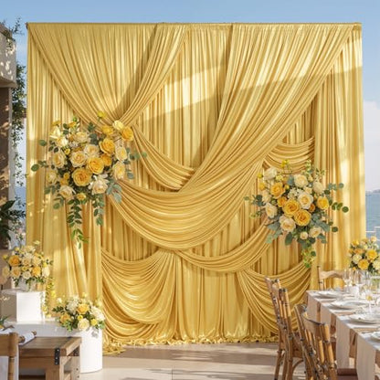 10x15FT Gold Sequin Backdrop Curtain Double Sided | 2 Panels 5ft(W) x 15ft(H) Wrinkle Free Shimmer Back Drop Cloth, Glitter Backdrop Drapes for Photography, Birthday, Wedding - color: Gold, size: W5' x H15'(2 panels)