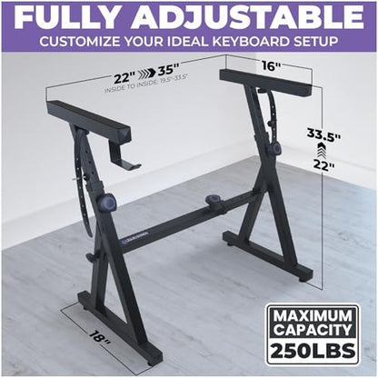 Liquid Stands Piano Keyboard Stand - Z Style Adjustable and Portable Heavy Duty Music Stand for Kids and Adults -Fits 54-88 Key Electric Pianos - Sturdy Musical Keyboard Stand (Black) - color: Black
