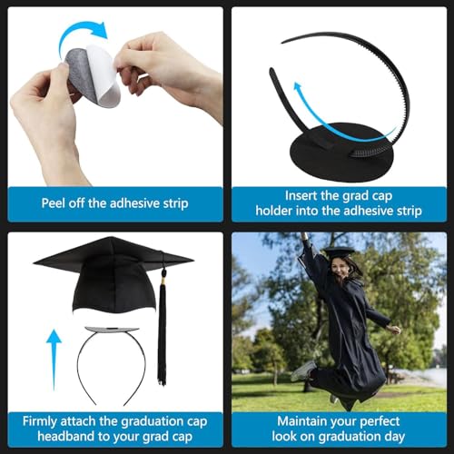 Graduation Cap Headband, 1PCS Black Circle Firm Anti-fall Hair Band for Graduation Hat, Graduation Gifts Hat Accessories for Graduates, Students, Women (Grad Cap Not Included) - color: Style 2