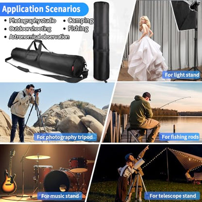HEMMOTOP Tripod Case Bag All-Around Thick Padded Portable 39x8.3in -R10021 | Heavy Duty, Nylon, Hand-Held and Shoulder-Back, 2 Zippered Pockets, for Carrying Speaker Stand, Monopod, Fishing Pole - size: 39" L x 8.3" D