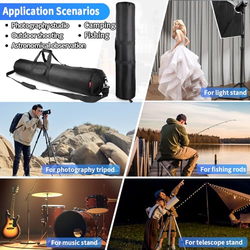 HEMMOTOP Tripod Case Bag All-Around Thick Padded Portable 39x8.3in -R10021 | Heavy Duty, Nylon, Hand-Held and Shoulder-Back, 2 Zippered Pockets, for Carrying Speaker Stand, Monopod, Fishing Pole - size: 39" L x 8.3" D