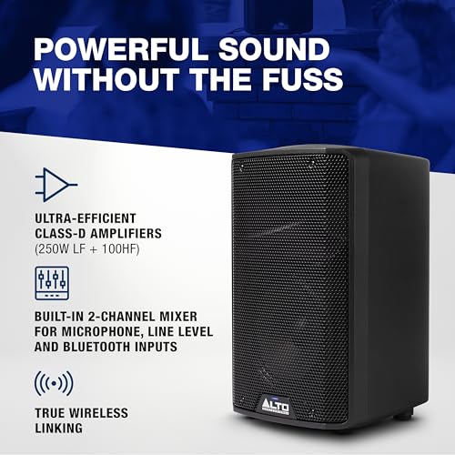 Alto TX408 350W 8" Powered PA Speaker | TWS Bluetooth, 2-Channel Mixer, and Monitor Mode for Bands, DJs, Rehearsals, and Venues - size: 8" PA Speaker