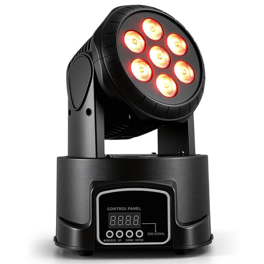 MINGJIE Moving Head Wash Light, 7x10W LED DMX DJ Stage Light - color: Black