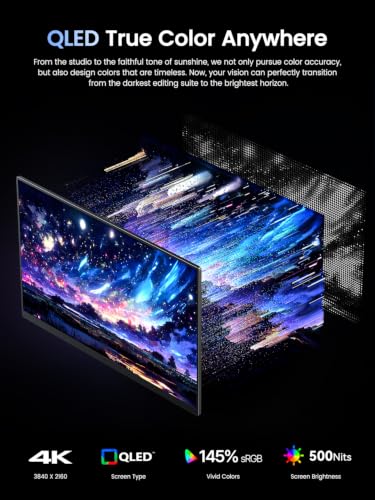 UPERFECT Portable Monitor 4K 120HZ QLED 17.3", 0.1ms Gaming Monitor | 500 Nits | 3840 * 2160 UHD |145% sRGB | USB-C & MINI HDMI | VESA & Stand | Travel Screen for Laptop, Computer, Game Consoles - size: 17.3"