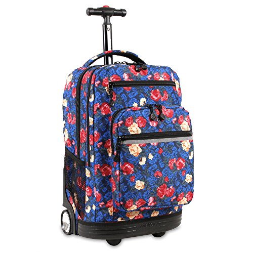 J World Sundance Laptop Rolling Backpack for Girls Boys. Roller Bookbag with Wheels, 20 Inch, Vintage Rose - color: Vintage Rose