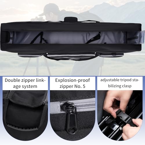 Tripod Carrying Case, 50.8" Heavy Duty Tripod Bag with Padded Divider | Light Stand Bag Dual Zipper Photo Studio Equipment Large Carrying Bag for Tripod, Monopods, Mic Stand, Tent Pole, Boom Stands - size: 50.8 x 9.4 x 9.8 IN