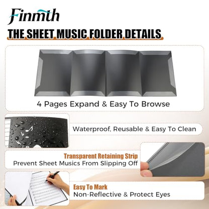 1Pc PP Sheet Music Folder 4 Pages Expand Score Storage Folder 9x12 in Black | Writable & Foldable Piano Sheet Music Holder Holds 6 Pages for Musicians Violin Choir Band Orchestra Practice Performances