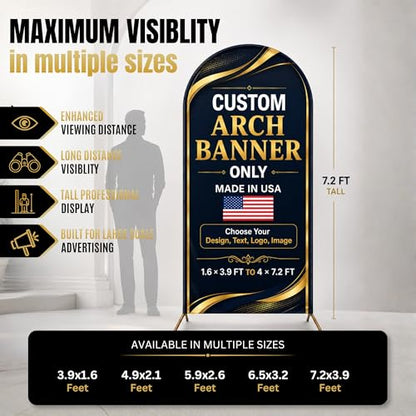 Custom Backdrop Arch Cover by BCB, 2-side Custom arch covers Printed in USA | 3.9 to 7.2 ft custom arch backdrop cover only, no stand, personalized backdrop customize photo for gender reveal, baby shower - color: Arc Banner