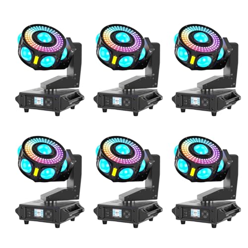 6 Pack 160W 3-Axis Moving Head Lights RGBW 540°Rotation DJ Light with Strobe Effects DMX512 19/25CH with Sound Activated Moving Head Beam Stage Light for Disco Wedding Parties Live Show Bar - color: 6 Pack