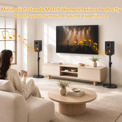 Speaker Stands Pair for Klipsch Bookshelf Speaker Stands, Height Adjustable Extend 29” to 37.5”, Dual Side Clamp Surround Speaker Stand for Klipsch R-51PM R-51M RP-600M RP-500M with Cable Management