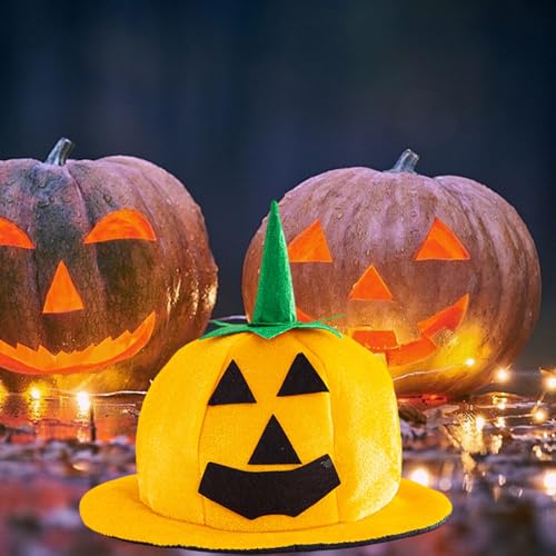 Adults Halloween Pumpkin Hat Jack O Lantern Hat Funny Pumpkin Deco Cap Halloween Party Costume for Women Men - color: A-yellow