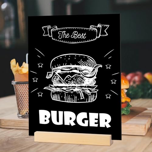8x10 Inch Black Acrylic Sign with Holder- 6 Pack Blank Black Acrylic Sheets and Wood Stands, DIY Blank Signs for Wedding Party Reception (6 Pack 8 x10 Inch) - color: Black