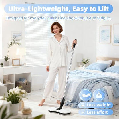 Electric Mop for Floor Cleaning, As Seen On TV, Cordless Spin Mopper Motorised Electric Mops for Hardwood Tile Laminate Floor Daily Light Cleaning (No Water Tank)