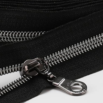 The Yards 10 Yards Bulk Black Nylon Coil Zipper with Gunmetal Teeth - Replacement Sewing Zipper with 10PCS Sliders for DIY Craft Bags - color: Gunmetal-Black