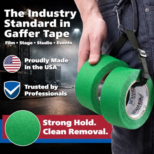 Gaffer Power Green Screen Tape 2 Inch x 30 Yards, Chroma Key, USA Made - color: Chrome Green, size: 2 inches x 30 yards | 1 pack