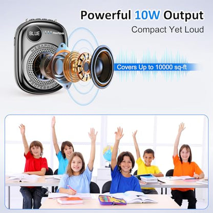 Voice Amplifier for Teacher,Portable Wired Voice Amplifier Headset | Microphone and Speaker,Rechargeable Mini Voice Amplifier for Classroom,Speech,Training,Tour Guide,Pearl Chain Design-White - color: Black