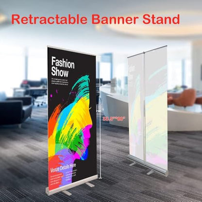 Custom Retractable Roll-Up Banner Stand with Black Carrying Bag, Silver Aluminum Display，Custom Banner for Trade Show Exhibition, Business Events & Store Displays, 33.5" x 80" (Printing Included) - size: 33 ½" x 80 inch (Printing Included)