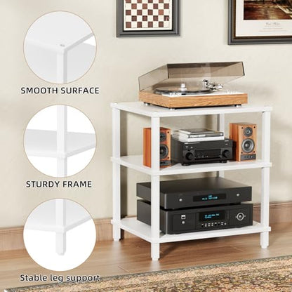 LELELINKY 3-Tier AV Media Player Stand, White Stereo Cabinet, Modern Stereo Cabine,Game Console Shelf,Wooden TV Stand,Multifunctional Entertainment Center, Suitable for Home, Conference Room - color: White, size: 3 Tier