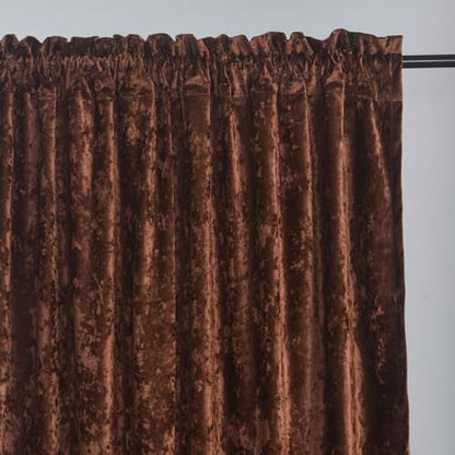 Brown Crushed Velvet Curtains with Rod Pocket Luxurious Thermal Insulation Soundproofing and Room Darkening Window Treatments for Living Room Bedroom Office, 2 Panels Set 52" W x 84" L - color: Brown, size: 52"W x 84"L (Pack of 2)