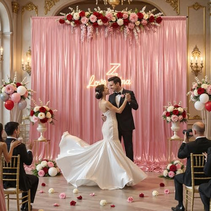 10x10ft Rose Gold Glitter Sequin Photo Backdrop Curtain for Parties - color: Rose Gold, size: 10 ft X 10 ft(2 Panels 5ft X 10ft)