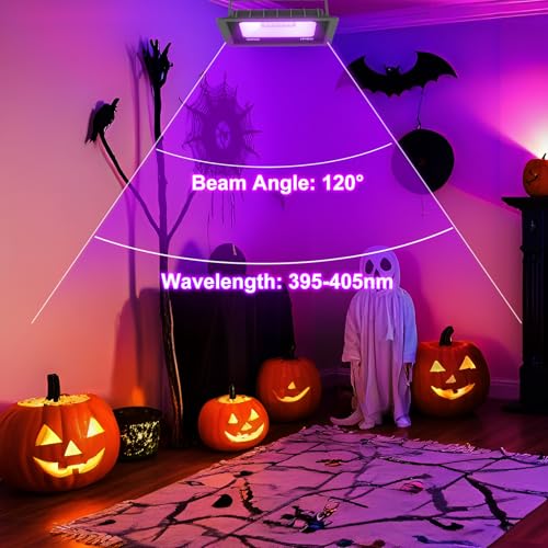 T-SUN 30W LED Black Lights 4 Pack, Blacklight Flood Light with Plug | Outdoor Waterproof Black Flood Lights for Halloween Decoration, Neon Glow for Party Fluorescent Poster, Body Paint