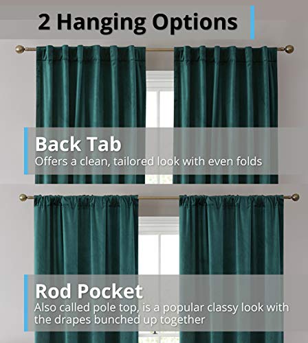 HLC.ME Lopez Green Velvet Curtains 96 Inches Long - Premium Privacy Back Tab Rod Pocket Window Treatment Curtain Drapery Panels for Bedroom & Living Room - Set of 2 Panels (54 x 96 inches Long, Green) - color: Green, size: 54"W x 96"L (Pack of 2), style: