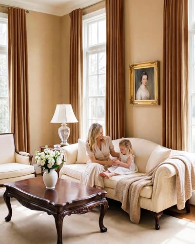 StangH Mustard Gold Velvet Curtains Back Tab Privacy, W52 x L96, 2 Panels - color: Mustard Gold, size: 52"W x 96"L (Pack of 2)