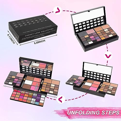 Makeup Kit for Women Full Kit including 36 Eyeshadow Make up,16 Lip Gloss,12 Glitter Cream, 4 Concealer, 3 Blusher,1 Bronzer, 2 Highlight and Contour - All in One Make-up Kit 74 Colors