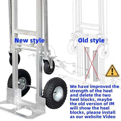 Silver Convertible Hand Truck Dolly Cart with Wheels Heavy Duty, 1000 Lbs Capacity, 2 Straps for Moving Furniture/Appliance/Carton/Warehouse/Office/Easy to Follow Video to Install - color: Silver